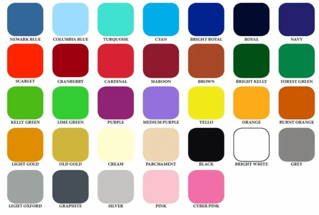 Available colors